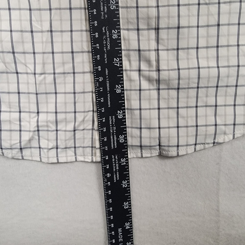 G/FORE Mens Large White Navy Plaid Long Sleeve Button Down Skull Logo Golf Shirt - Picture 6 of 14